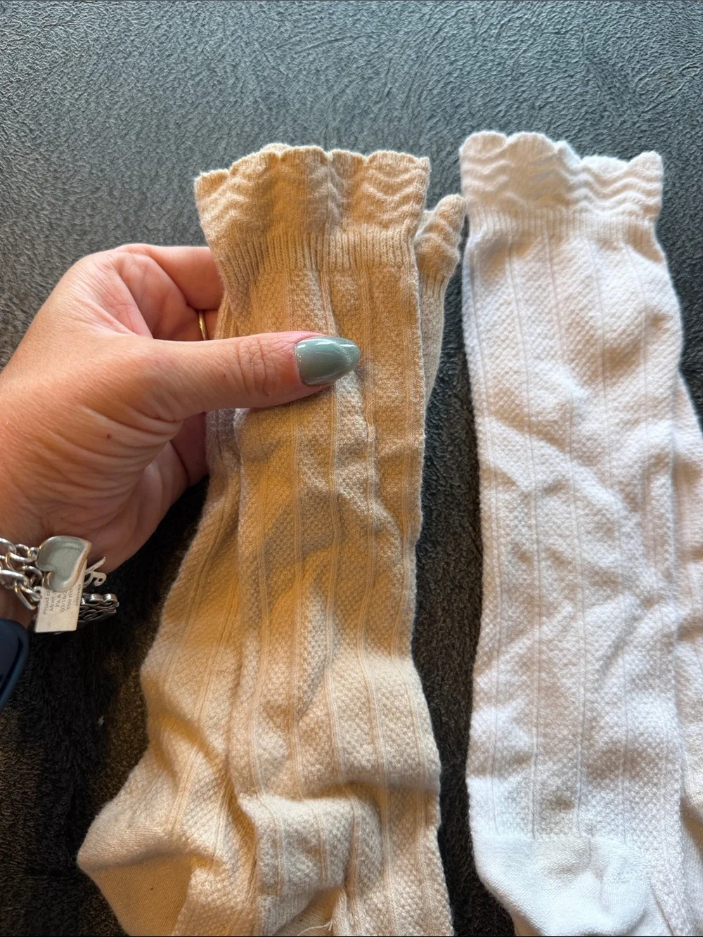 Kids Cream and White High Socks